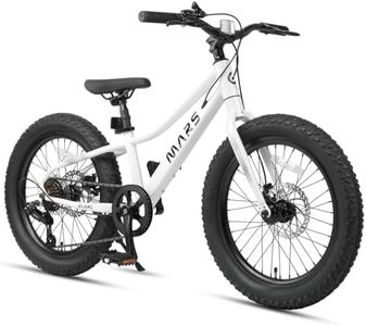 Glerc Mars Kids Mountain Bike, 24 Inch Fat Tire Bike for Teen Ages 9-15 Year Old, Boys Bicycle with 2.8-Inch Wide Tires and 6 Speed Drivetrain, White