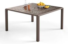 PHI VILLA Aluminum Patio Dining Tables for 8 Person, 53" Square Outdoor Table with 2.1" Umbrella Hole, Lawn Garden Tables for Outside All Weather