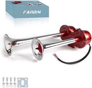 FARBIN Train Horn 12V Car Horn Electric Truck Horn Super Loud Dual Horn Chrome for Semi Trucks Pickups Motorcycles SUV Boat (Red)
