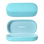 molshine Hard Shell Leather Sunglasses Case,Classic Large Glasses Case for Women Men,Sunglass Eyeglasses (Blue)