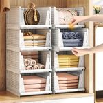 VERAT 8 Pieces Clothes Organizer For Wardrobe Cupboard Organizer For Clothes Foldable And Stackable Closet Organizer Drawer Organizer For Clothes, Almirah Space Organizer For Cupboard,White