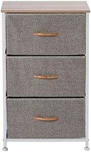 Sherwood Luna Fabric Home Dresser Storage Organiser Space for Clothes Bedding Accessories Steel Frame Easy Assembly Cabinet Wooden Drawer Top - 3 Nonwoven Fabric Home Dresser: 45x30x73cm (Cream)