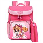 PALAY® School Bags for girls Paw Patrol Schoolgirls Backpack with Pencil Pouch Travel Backpack Pink Sky Cartoon Print Book Bag Gift for Girls School Gift for Kids 5-8 Years Old