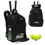 WOLT | Tennis Backpack Tennis Bag for Men Women, Large Tennis Racket Bag with Ventilated Shoe Compartment Holds 2 Rackets,Badminton Squash Racquets, Pickleball Paddles and Balls Accessories