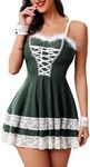 Avidlove Women's Christmas Dress Sexy V Neck Party Fancy Dress Santa Cosplay Costume Green Small