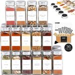 FINESSY 36 Pack Glass Spice Jars with Label Minimalist Seasoning Containers with Lids, 4 oz Spice Bottles Empty Glass with Labels, Spice Containers with Labels, Glass Spice Jars with Shaker Lids