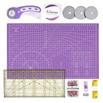 INTLMATE A3 Cutting Mat Set Cutter Tool Kit Including 17inches self-Healing Cutting mat,45mm Rotary Cutter with 3 Replacement Blades,Acrylic Quilting Ruler,Patchwork Ruler,20 Clips,100 pins (Purple)