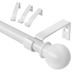 White Curtain Rods 24 to 50 inches, Adjustable Curtain Rods Set with Brackets, 5/8" Diameter Curtain Rod for Bedroom, Living Room, Kitchen