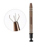 4 Prongs BGA Chip Pick,Tweezers Stainless Steel 4-Claw Pick up Tool Jeweler's Pick-Up Tool, for Small Parts Pickup, Grabber for Nails Clamping- Manicure Cotton Ball (1, Bronze Color)