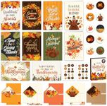 Decorably 40 Pack Foiled & Glittery Happy Thanksgiving Cards with Envelopes & Stickers - 10 Designs with Printed Message Inside Thanksgiving Greeting Cards with Envelopes, 4x6in Thanksgiving Cards Pack