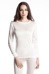 JASMINE SILK Ladies' Pure Silk Round Neck Thermal Top Vest Ivory (Large)