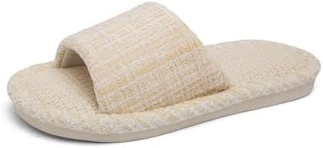 Czgcpyc Pantoufles d'intérieur en coton et lin, pantoufles décontractées douces et antidérapantes à bout ouvert pour femmes et hommes Beige EU 39-40