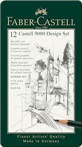 Faber-Castell Castell 9000 Graphite Pencil Design Set, Assorted Degrees, Tin of 12 (10-119064)