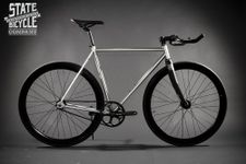 State Bicycle Premium Fixed Gear/Fixie "The Contender" Single Speed Bike, Silver, 49cm