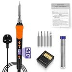 KERNOWO Soldering Irons Kit, 120W Soldering Kit 180℃-500℃ LCD Adjustable Temperature & Thermostatic Design, Soldering Gun Welding Kit with 5 Soldering Tips, Solder Wire, Stand