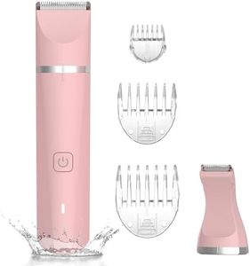Bikini Trimmer for Women - 2 in 1 Electric Lady Pubic Hair Private Area Legs Arms Removal Personal Elecrtric Razor Shaver Rechargeable with Snap-in Ceramic Blades, Wet and Dry Use,Pink