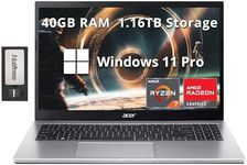 acer 15.6" FHD Premium Laptop for Business&Students, AMD Ryzen 7 5700U (Beats Intel i7-1165G7), 40GB RAM, 1.16TB Storage(1TB SSD+160GB Docking Station Set),Numpad,Webcam, WiFi 6, Win 11 Pro, Silver