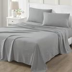 MARTHA STEWART Ultra Soft Brushed and Washed Microfiber 4 Piece Sheet Set, Easy Care, Comfy Bed Sheets with Deep Pocket up to 16", 1 Flat and 1 Fitted Sheet, 2 King Pillowcases, King Size, Medium Gray