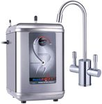 Ready Hot 41-RH-200-F560-CH Instant Hot Water Dispenser System, 2.5 Quarts Manual Dial Dual Lever Hot and Cold Water Faucet, Polished Chrome