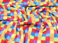 Minerva Crafts Diamond Check Print Anti Pill Polar Fleece Fabric Red Multicoloured - per Yard