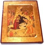 Holy Land Market Nativity of Our Lord Icon with Sheets of Gold (Lithography) (9x7 inches)