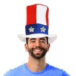 Uncle Sam Hat - American Stars and Stripes Fancy Dress Accessory x 1 - I Want You - American 4th July - Independence Day - USA Celebrations