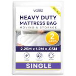 Single Mattress Cover for Moving - 2 Pack Reusable Waterproof Mattress Bags for Moving, Storage and Protect Beds from Stains, Dust, and Pest Damage - 225 x 120 x 30cm Mattress Bag (92.5gsm)