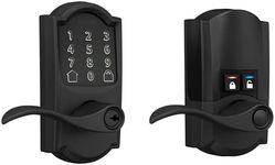 Schlage FE789WB CAM 622 Acc Encode WiFi Accent Lever Smart Lock, Keyless Entry Touchscreen Door Lock with Camelot Trim, Matte Black