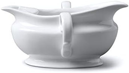 Traditional Porcelain Gravy Boat Fat Separator with Two Handles, Wm Bartleet & Sons, White (300ml)