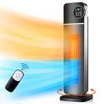 Electric Fan Heater, Portable Space Heater with Thermostat, 3 Modes, 60° Oscillation, 1-9H Timer & Remote Control, Silent Energy Efficient, 2000W PTC Ceramic Heater for Home Office Bedroom