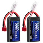 URGENEX 7.4V 2200mAh Lipo Battery 50C High Discharge Rate RC Batteries with Deans T Plug Fit for RC Car Truggy, RC Airplane, FPV Drone, UAV Quadcopter and Helicopter