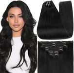 Full Shine Black Clip in Hair Exten