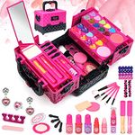 Kids Makeup Sets for Girls - 52 PCS Girls Toys, Washable Makeup for Children, Girls Make Up Set 4-12, Play Make Up for Kids Little Girls Princess, Birthday for girls (Rose)