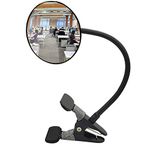 Ampper Acrylic Clip On Rear View Cubicle Mirror, Flexible Convex Security Mirror for Personal Safety Desk Rearview Monitors or Anywhere (3.75", Round)