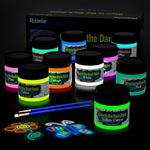 Roizefar Glow in the Dark Acrylic Paint-Set of 10 Colors, Acrylic Textile Fabric Paint (30 ml/1 oz), Neon Craft Painting Fabric Paint for Clothes, T-Shirt, Canvas, Ideal for Art Supplies and DIY Decoration