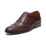 LOUIS STITCH Men's Formal Shoes | Handcrafted European Leather Brogues | Lace-Up Style for Business, Formal Brunette Brown, UK Size 7 (EUBG)