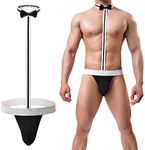 VENESUN Sexy Mankini Briefs Suspender Swimsuit Swimwear Thong Underwear for Men Black, White, Black, White, Medium