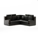 Sekar Lifestyle L Shape Corner Leatherette Sofa Set for Living Room [with Wooden Handles] (Black, Four Seater)