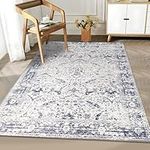 JV Home Area Rug Oushak Blue 5'3"x7'3" Area Rugs 5x7 Washable Carpet Anti Slip |Thin | Indoor Vintage Boho Area Rugs Accent Decor Tapis Salon Rugs for Living Room, Bedroom Dining Room