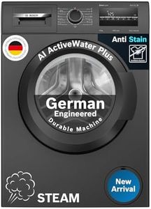 Bosch 8 kg, 5 Star, AI active water+, Anti-Tangle, Steam Anti Bacterial, Anti-Wrinkle Fully-Automatic Front Loading Washing Machine (WAJ2826CIN, In-Built Heater, Black Grey)