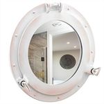 Nagina International 12" Antique White Porthole Mirror | Maritime Aluminum Vintage Decor