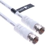 Coaxial Aerial Cable with Male F-F Pin Connectors for TV Satellite Sat Freesat Sky Virgin BT HDTV DVB DVD Radio/Coax Ariel Freeview Lead Television Antenna Cord Broadband – 1 m White