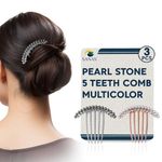 Sanas Girls Hair Accessories 3Pcs Pearl French Clips For Hair Pearl Comb Metal Fancy Decorative Side Comb Clip Women French Pin 3Pcs