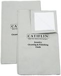 CATIFLIN 2pcs Multi-Layer Jewelry Cleaning Cloth, Large Silver Polishing Cloth, 100% Cotton Jewelry Polishing Cloths for Gold, Silver and Platinum Jewelry (Light Gray, 10 "X12")