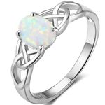 Jude Jewelers Stainless Steel Celtic Knot Oval Shaped Created Fire Opal Wedding Engagement Anniversary Ring, Metal, Created Opal