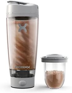 Promixx Pro Shaker Bottle | Rechargeable, Powerful for Smooth Protein Shakes | includes Supplement Storage - BPA Free | 20oz Cup (Cool Gray)