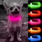 DOMIGLOW Flashing Led Dog Collar - USB Rechargeable Lighted Dog Collar Glow in The Dark Adjustable LED Collars for Your Small Dogs and Cats (XS, Pink)