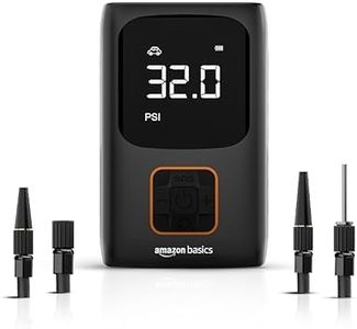 amazon basics Digital Tyre Inflator | 150 PSI | Portable Air Compressor | 2x2000 mAh Battery | Copper Winding Motor | LED Light | Auto Shut-off | Cordless | Multiple Nozzles| Black