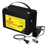 SCREMOWER LiFePO4 Battery 12V 100Ah Up to 7000 Deep Cycle Lithium Iron Phosphate Battery with BMS for Campers RV Solar Marine Golf Carts Energy Power Supply Emergency,Run in Series or Parallel