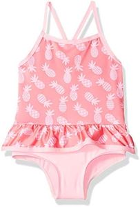 Pink Platinum Girls' Pinneapple Print One Piece Swimsuit, Coral, 4